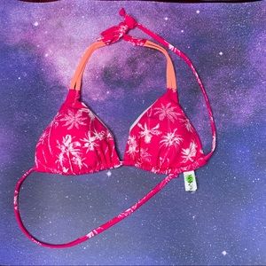 Mix-Kini - Pink Bikini Top White Palm Trees size US 38 C/D